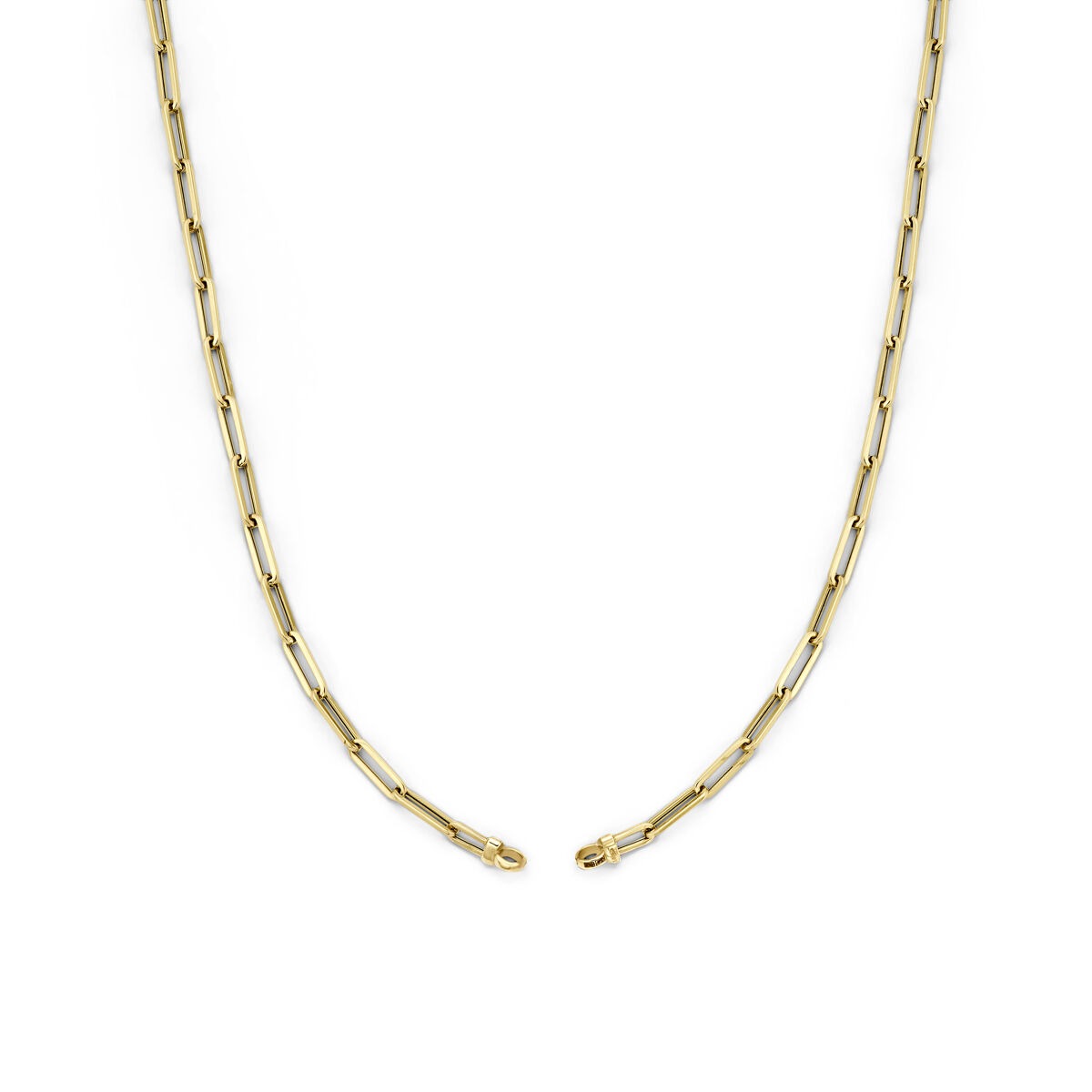 Collar de oro amarillo de 14k sin cierre, con eslabones alargados y un acabado brillante.