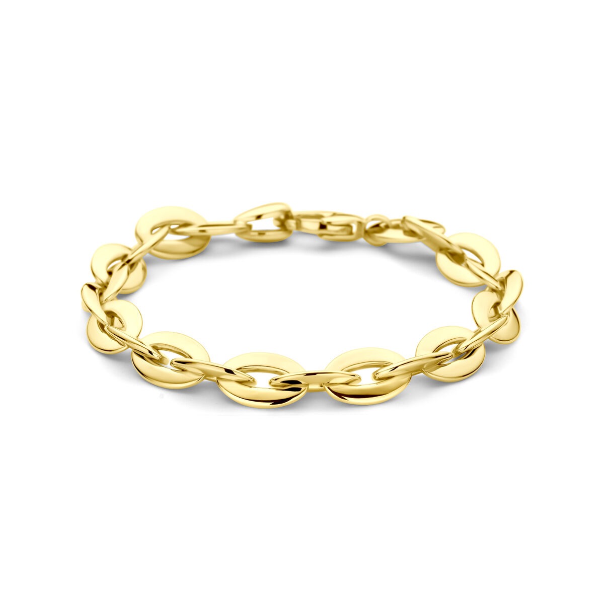 Pulsera de eslabones de ancla en oro amarillo de 14k para dama.