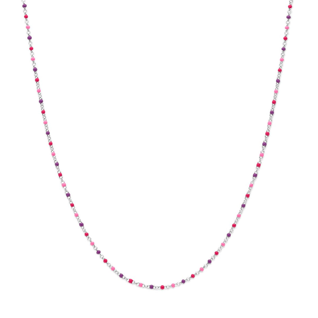 Gerhodineerd Zilveren Kindercollier met Emaille Bolletjes – 36-40cm
