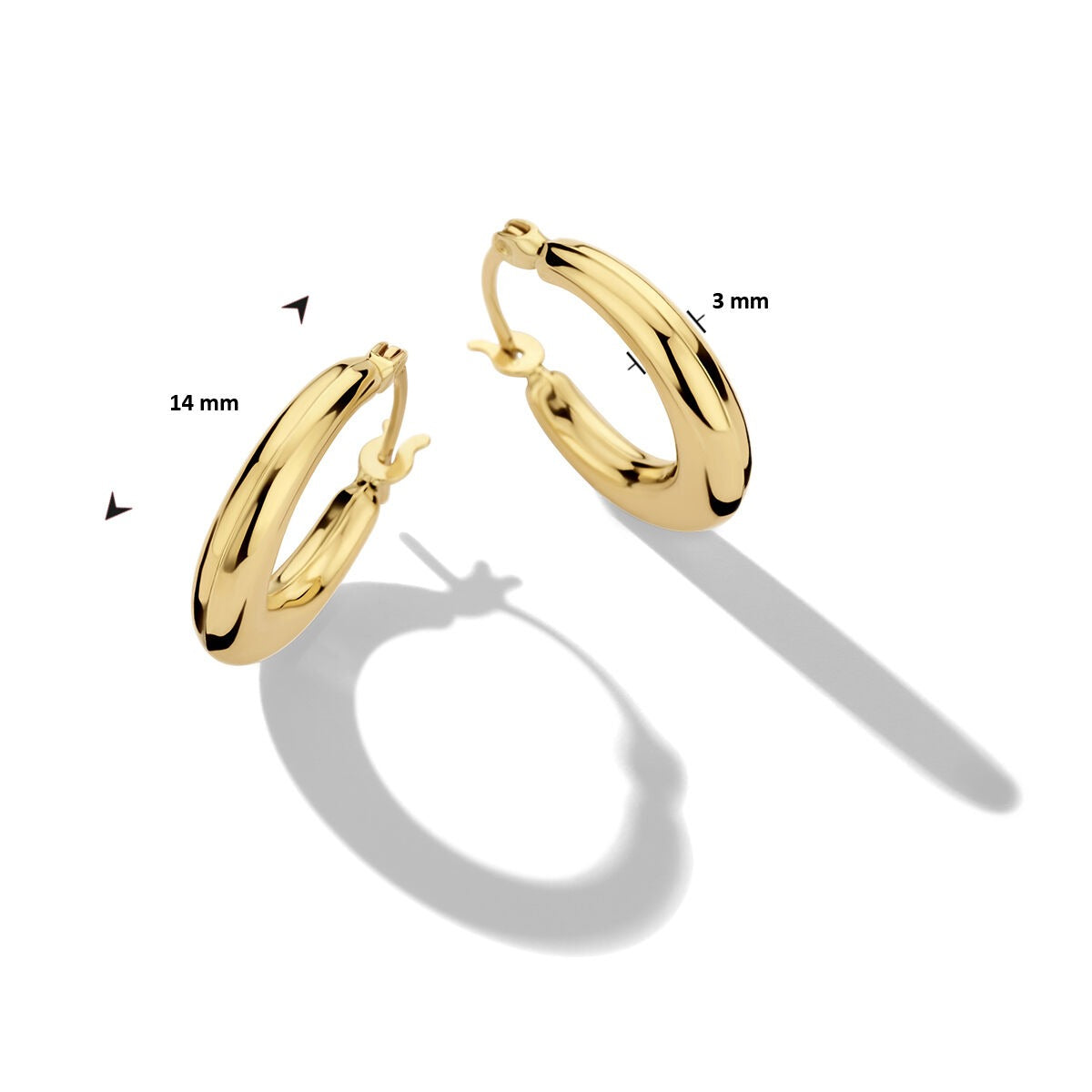 Aros de oro amarillo de 14k 14 mm