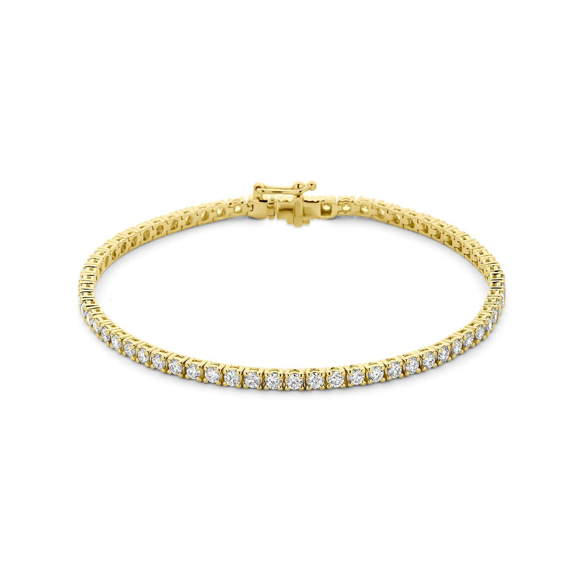 Pulsera de tenis de plata 925 bañada en oro con diamantes de laboratorio.