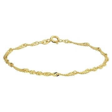 Gouden dames armband 9k met Singapore schakel