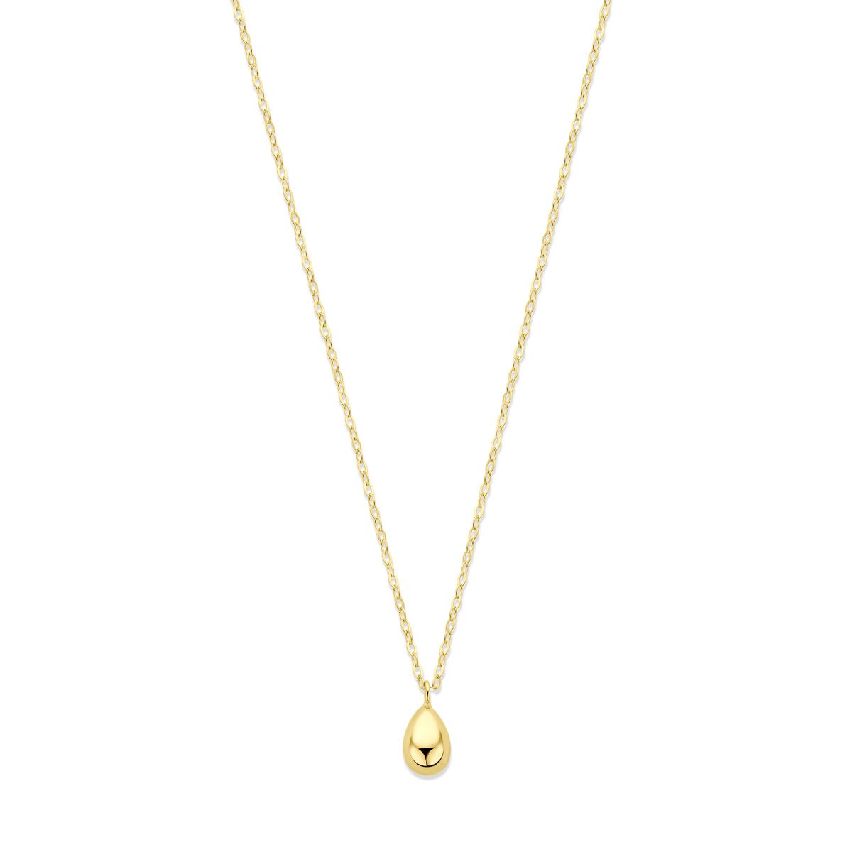 Collar de oro amarillo de 14k con colgante en forma de gota.