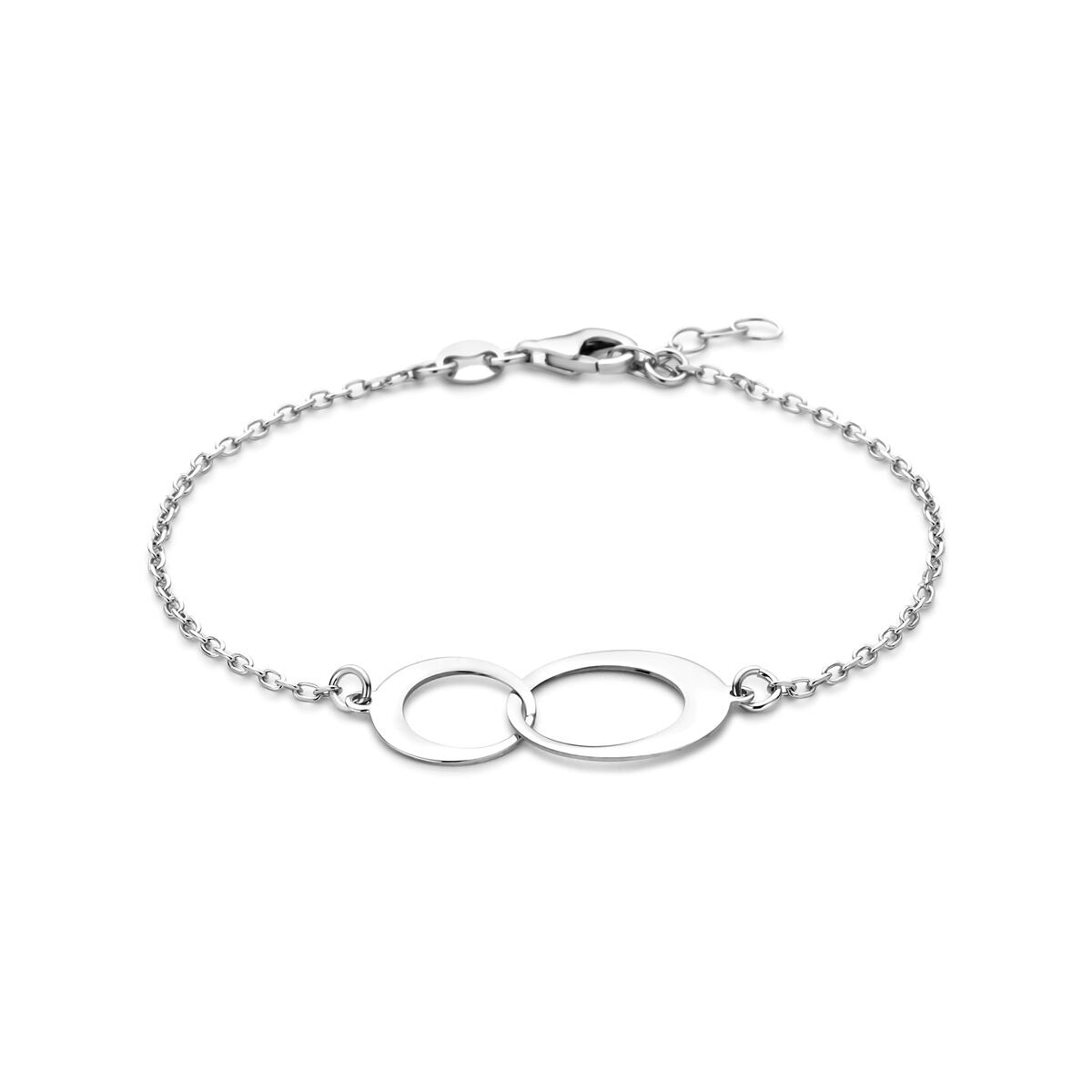 Pulsera de plata con eslabones en forma de ancla, acabado en rodio, de 17 + 2 cm.