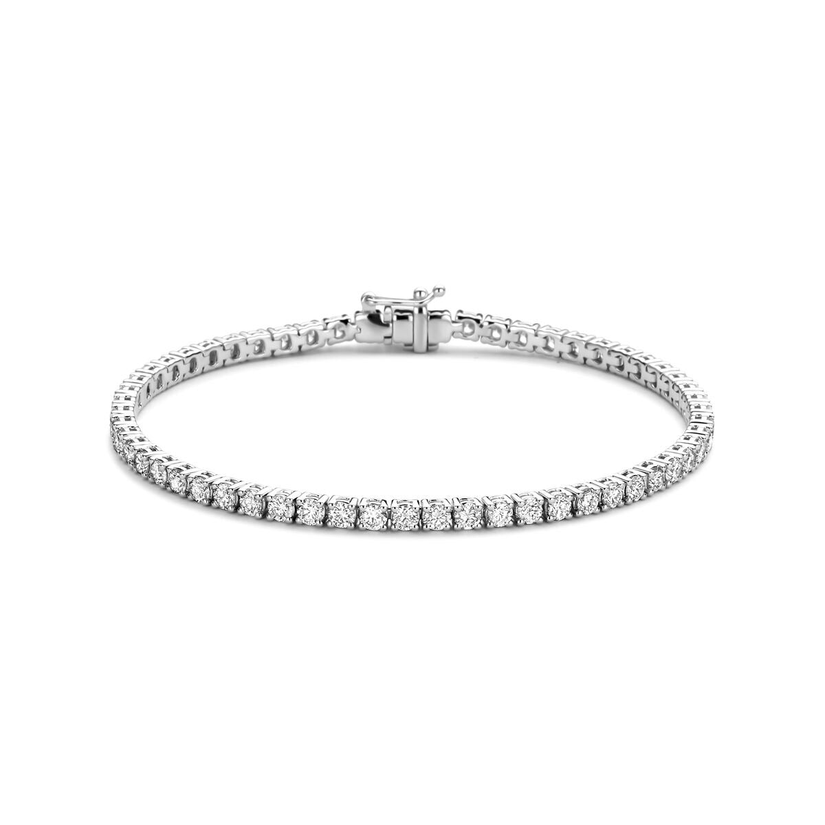 Pulsera de tenis de oro blanco de 14k con diamantes lab-grown de 4.00ct.