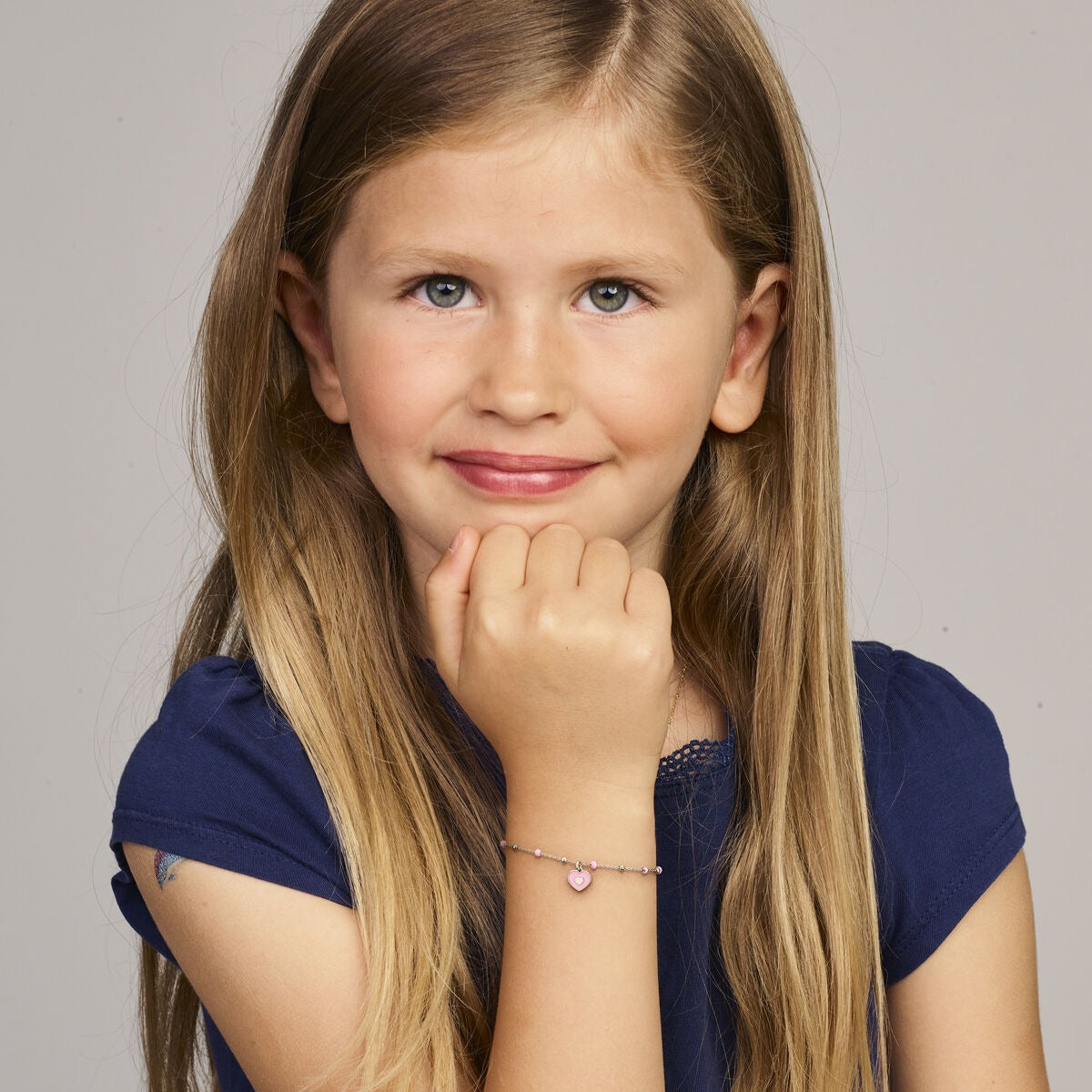 Pulsera infantil de plata con corazón 13 + 3 cm