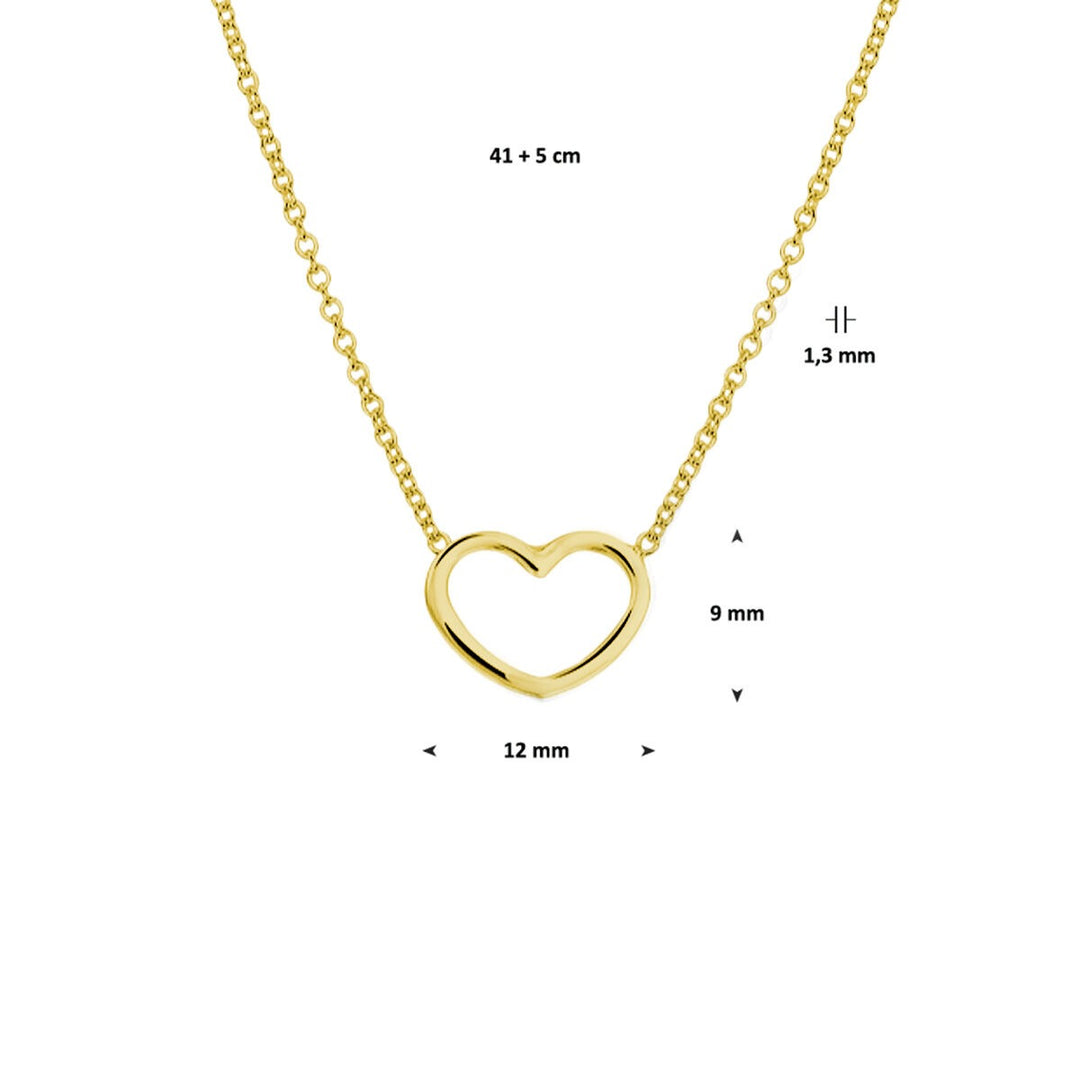 Verguld zilveren hartcollier – symbool van liefde in goudkleur