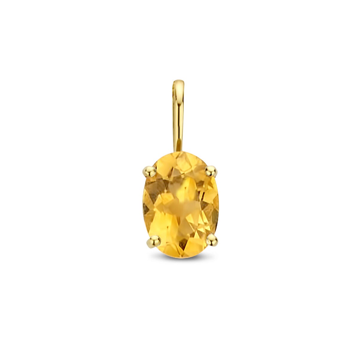 Colgante de oro amarillo de 14k con citrino ovalado.
