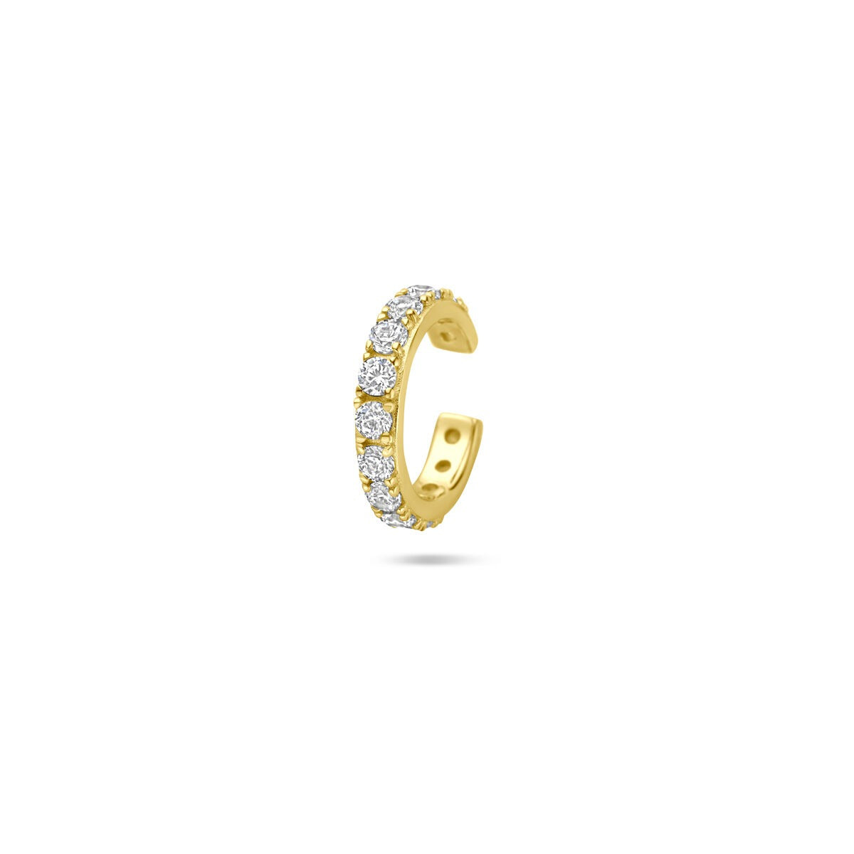 Ear cuff dorado de plata con circonitas brillantes.