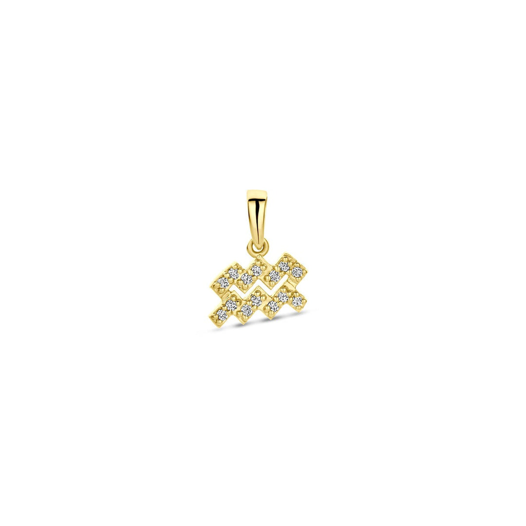 14k geelgouden sterrenbeeld hanger met diamant