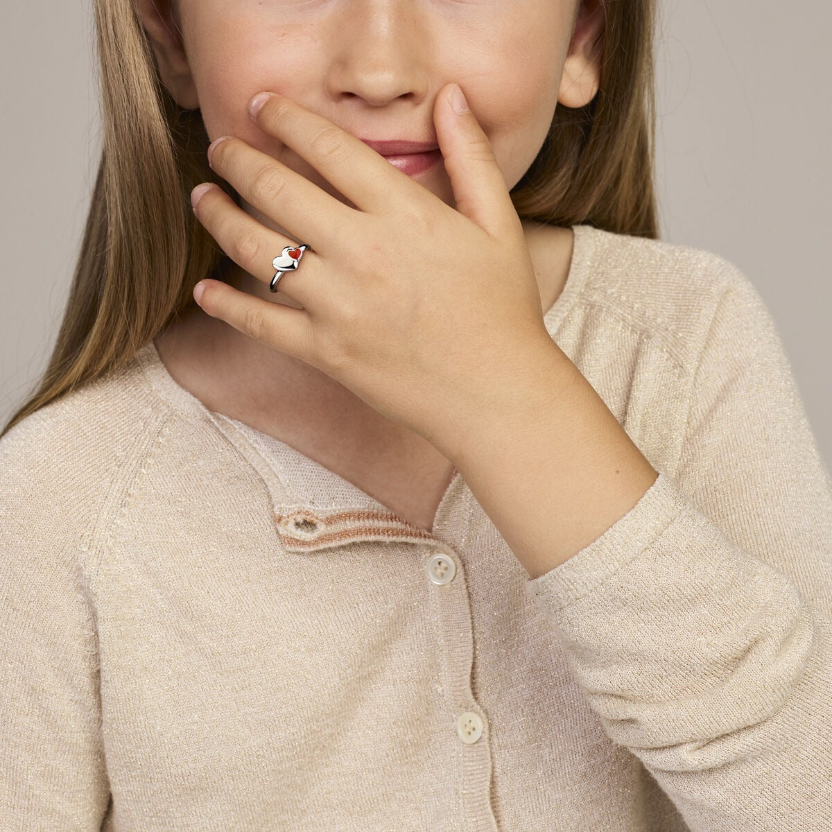 Anillo infantil de plata con corazón rojo – plata 925 rodiada