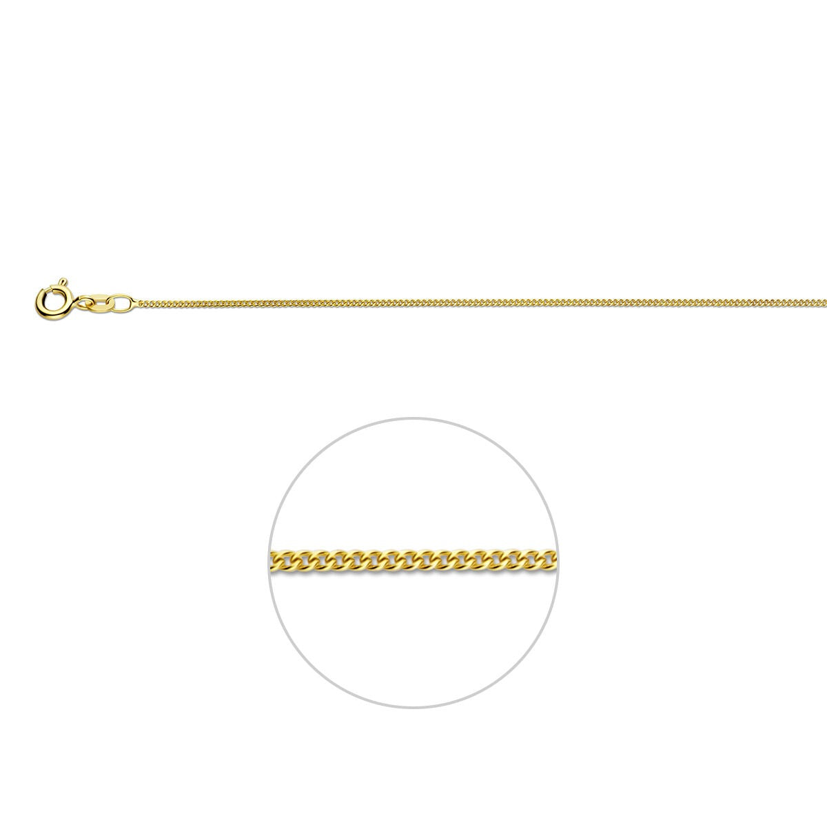 cadena gourmette de oro amarillo de 14k de 1.1 mm.