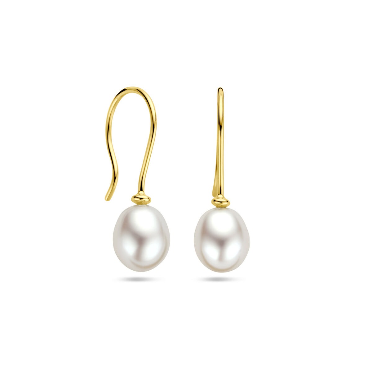 Aros de oro amarillo de 9k con perla de agua dulce