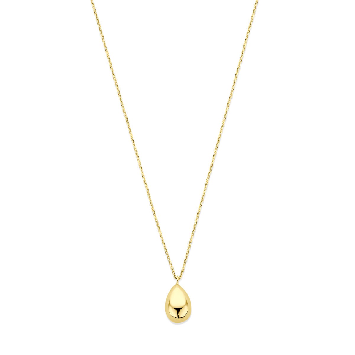 Collar de oro amarillo de 14k con colgante en forma de gota.