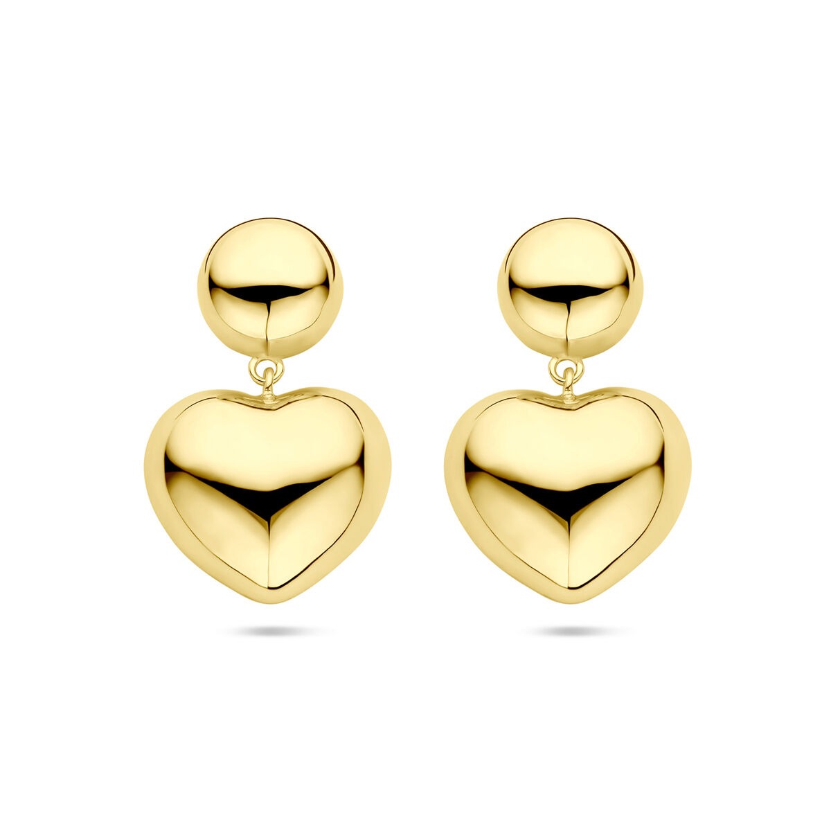 Pendientes de oro amarillo chapado en oro de plata 925 con corazón