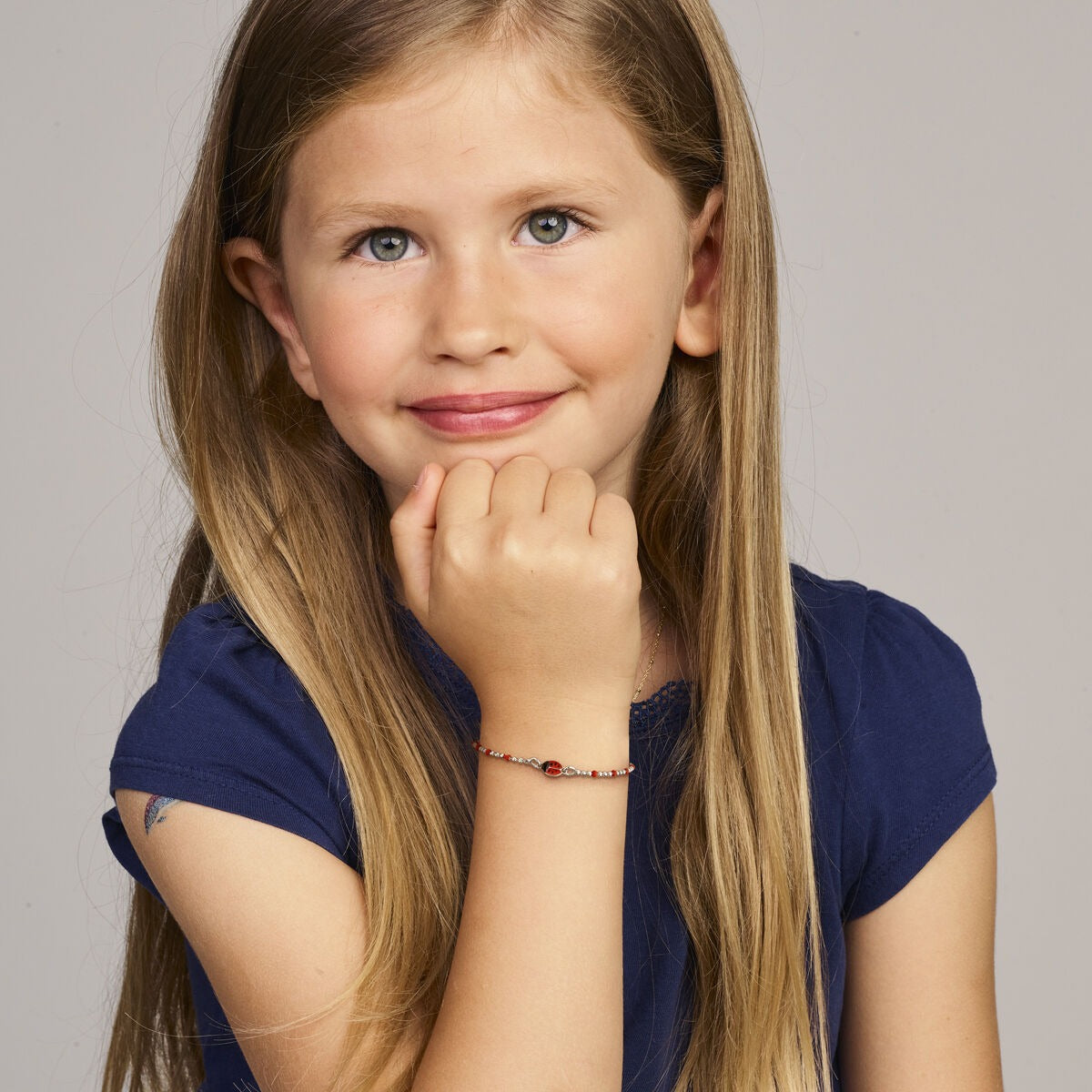 Pulsera infantil de mariquitas – rodiada en plata 925 13 + 3 cm