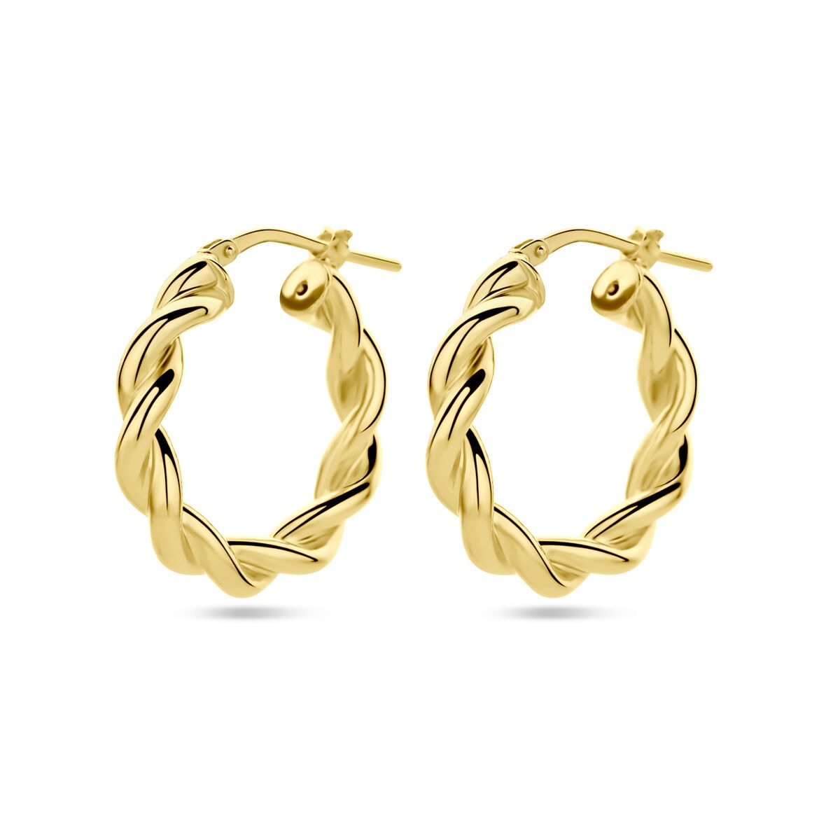 Pendientes de aro dorados, con diseño trenzado, de 23x4 mm.