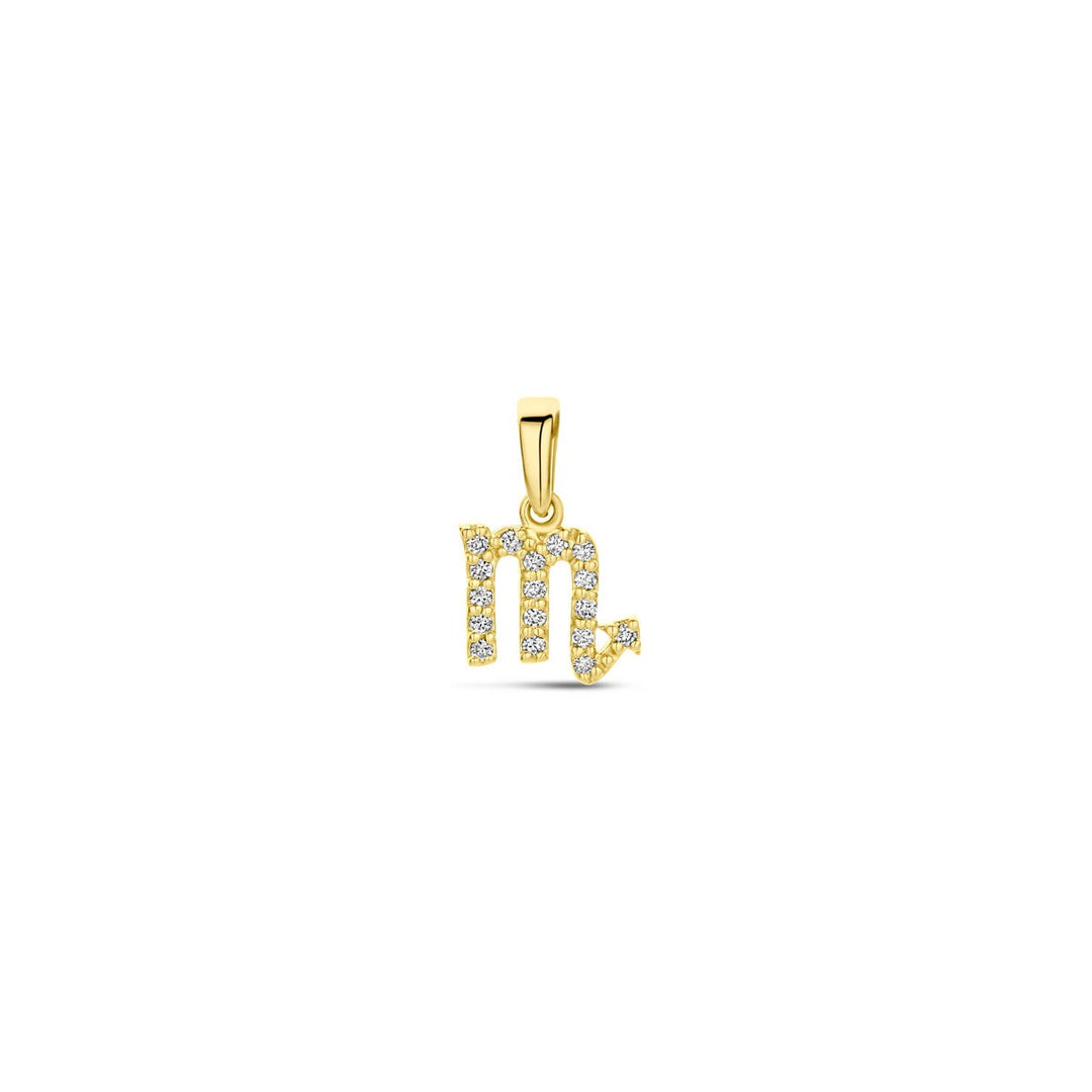 14k geelgouden sterrenbeeld hanger met diamant