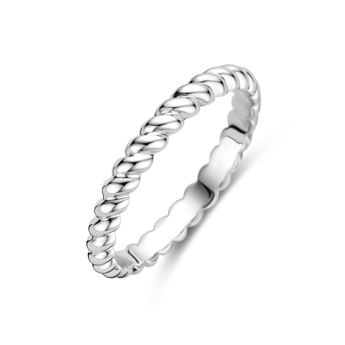 Anillo de mujer en plata de ley 925, rodiado, con diseño trenzado de 3 mm de ancho.