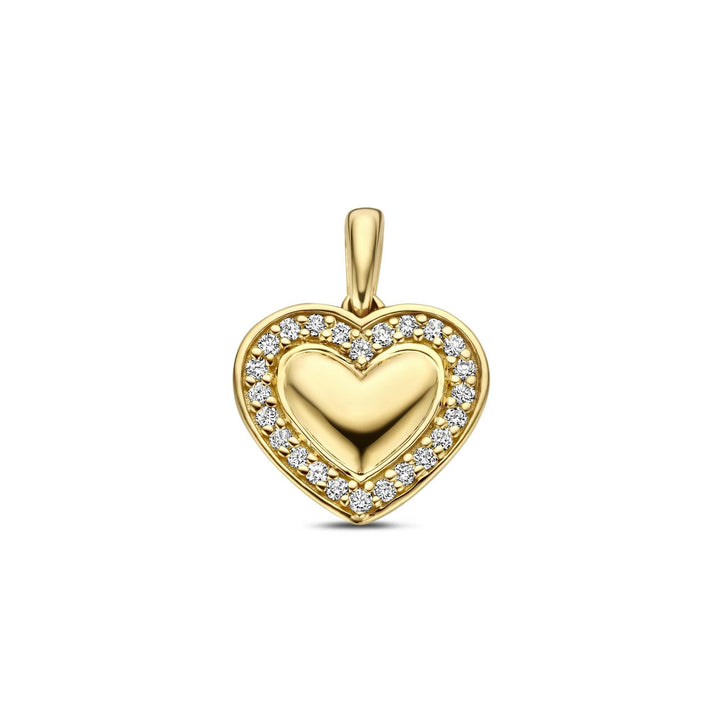 14k Geelgouden hart hanger met lab grown diamant 0,11 ct