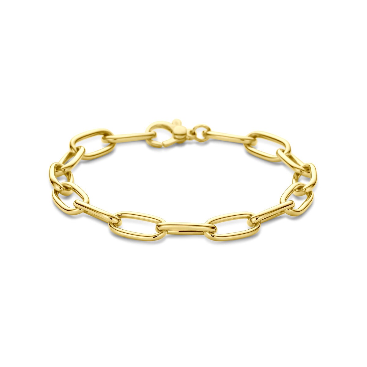 Pulsera de eslabones de oro amarillo de 14k, con eslabones alargados de 7 mm.