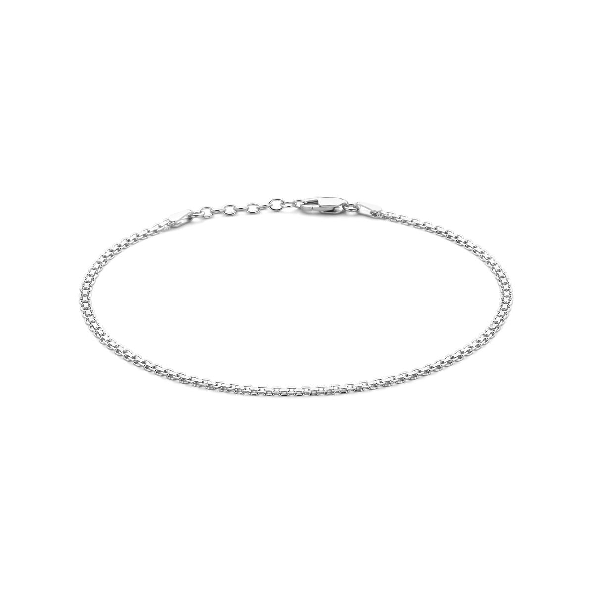 Anillo de tobillo de plata rodiada con eslabones bismarck, longitud de 24 a 26 cm.