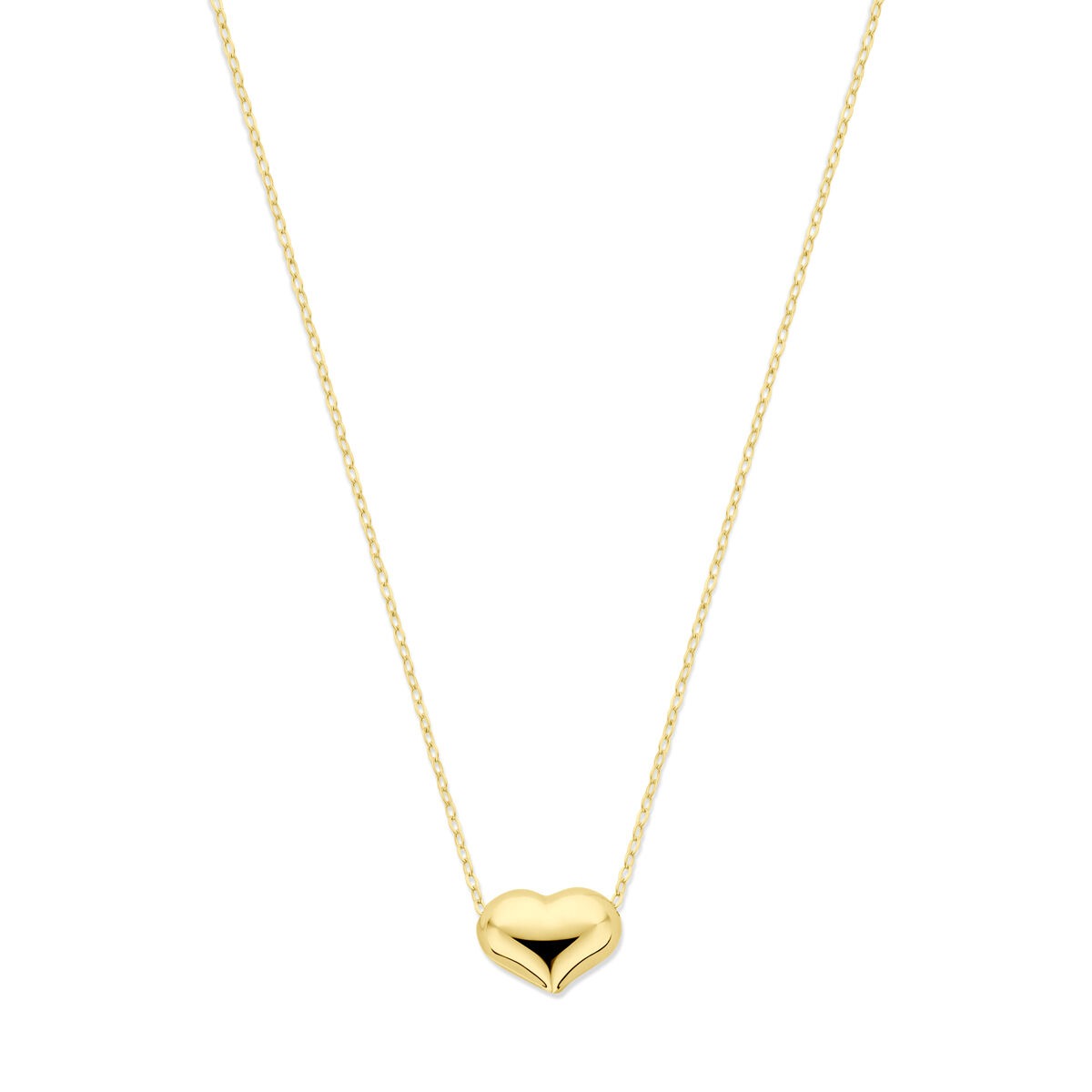Collar de oro amarillo de 14k con colgante en forma de corazón.