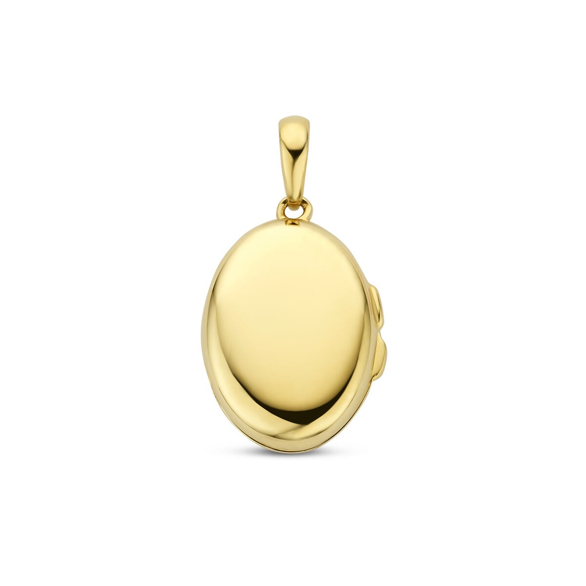 Colgante ovalado de oro amarillo de 14 quilates con acabado pulido.