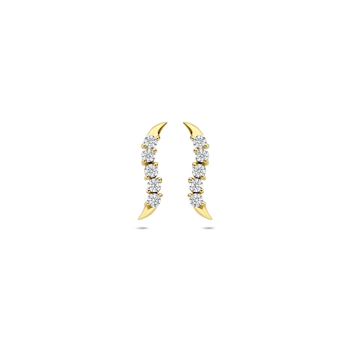 Pendientes de oro amarillo de 14k con engaste de circonitas.