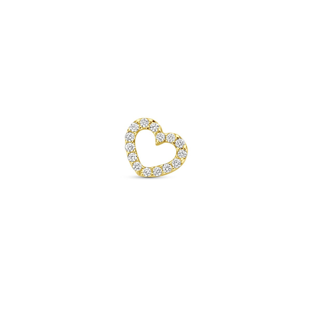Colgante de corazón en oro amarillo de 14k con diamantes brillantes.