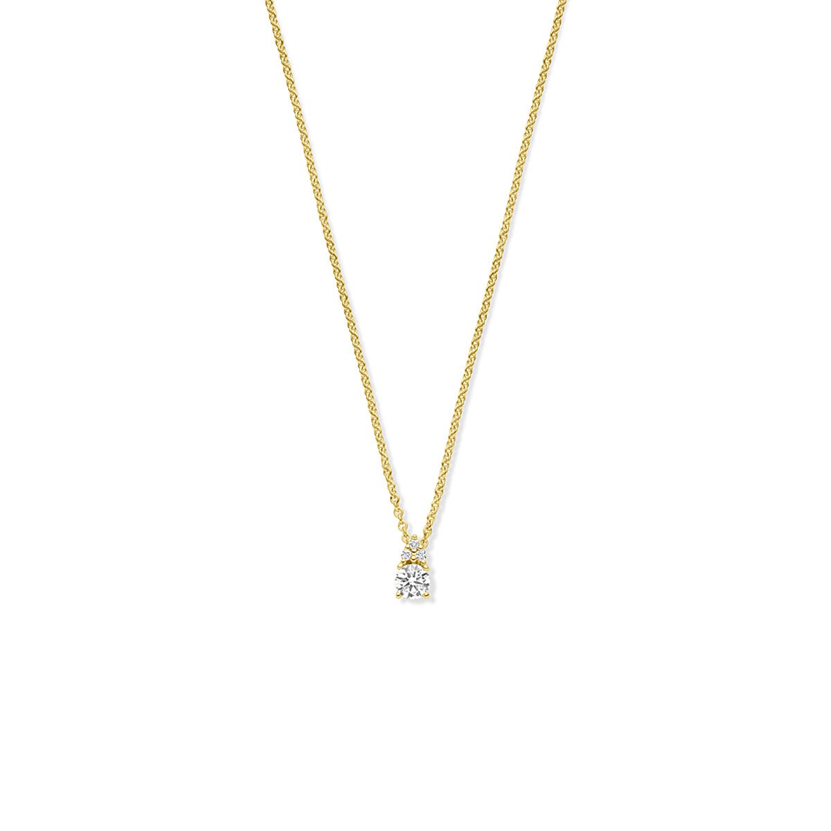 Cadena dorada de 14k con colgante de diamante de 0.27 ct.