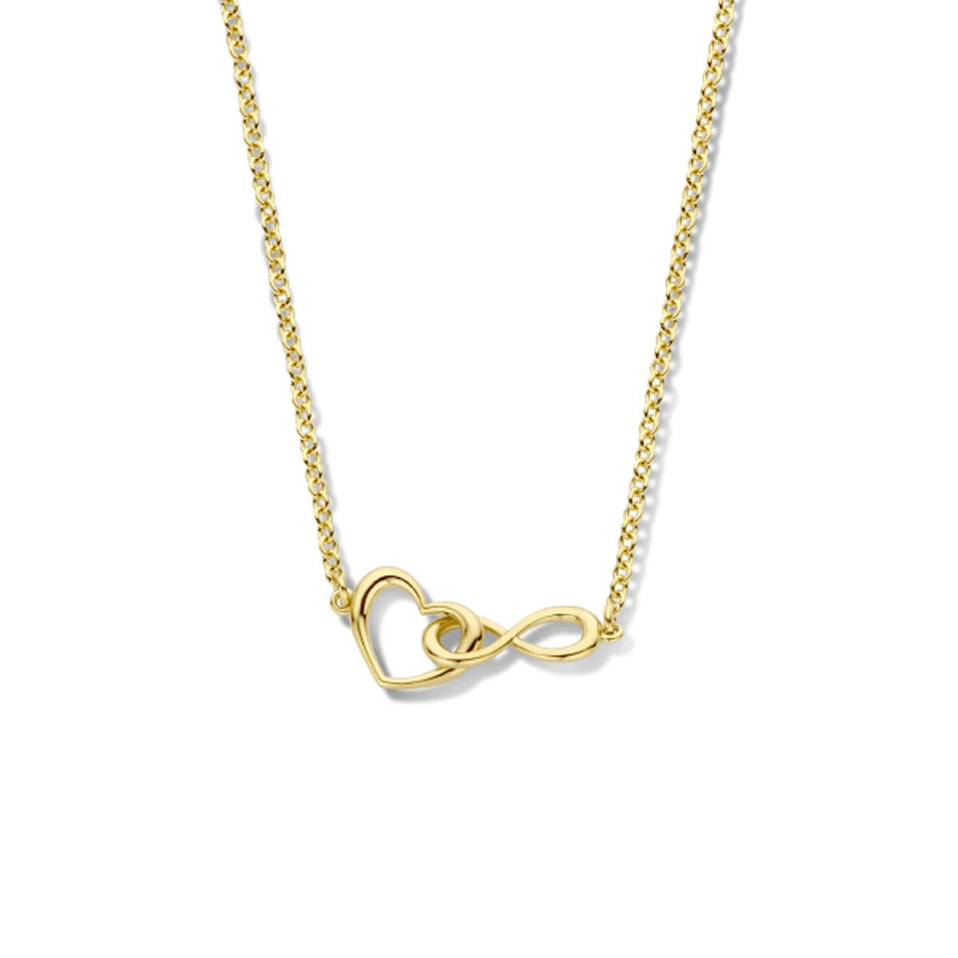 Geelgoud Verguld 925 Zilveren Collier met Hart en Infinity