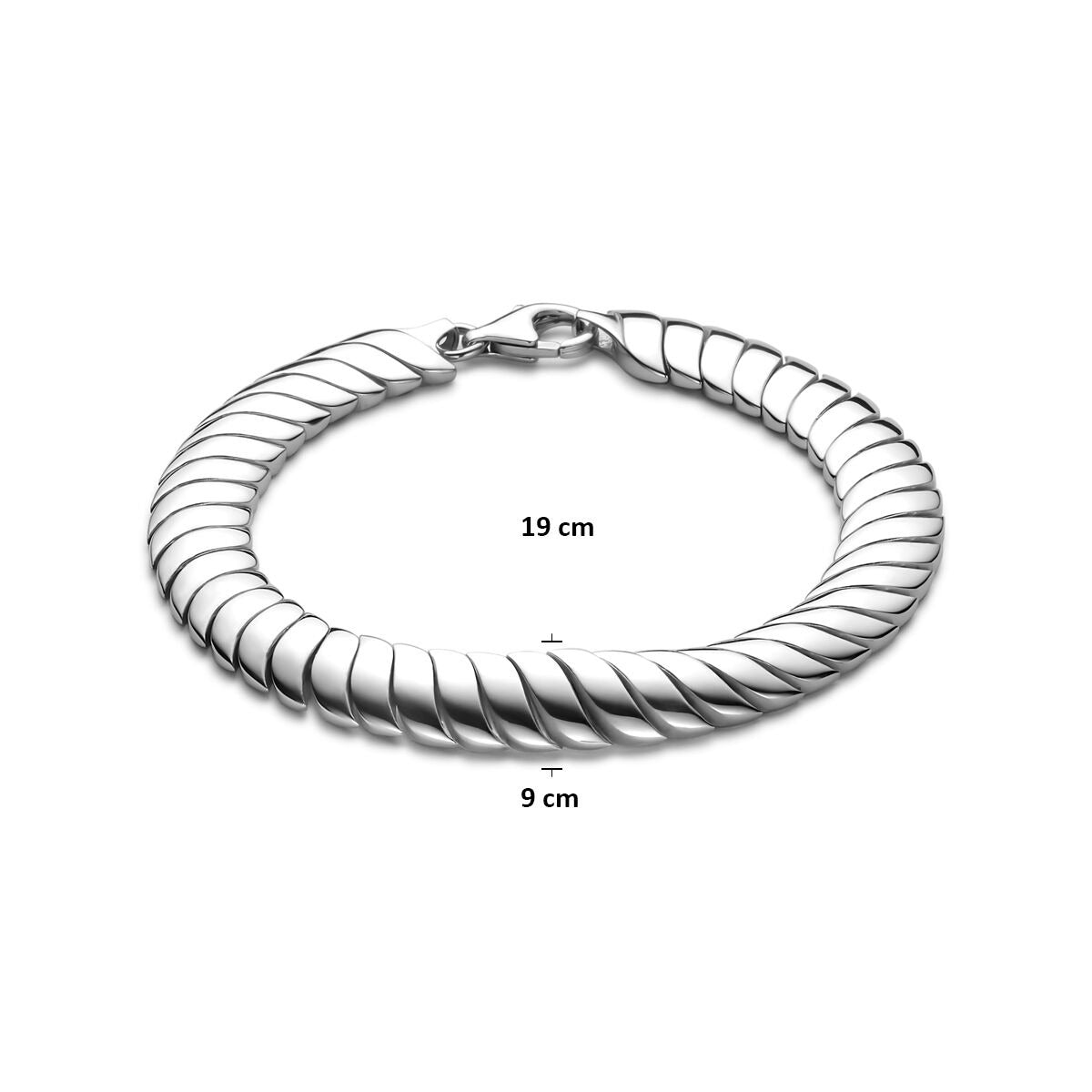 Pulsera de mujer de plata – rodiada con eslabón omega 9 mm 19 cm