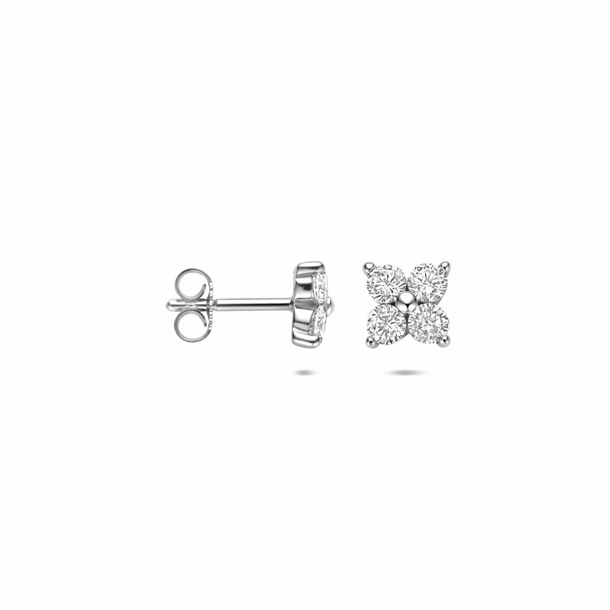 Pendientes de botón de plata con circonitas – plata 925 rodiada