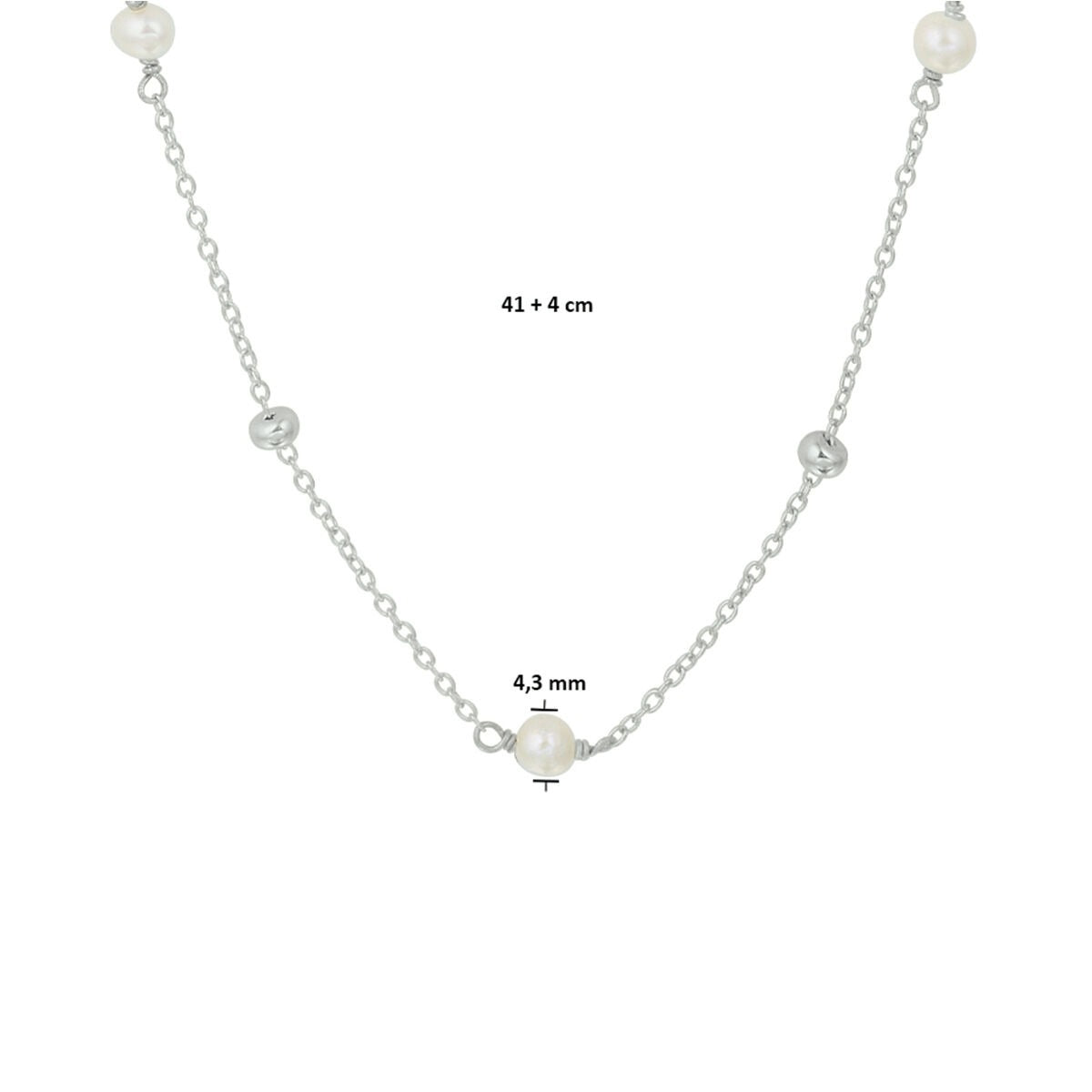 collar de perlas 41 + 4 cm plata rodiado