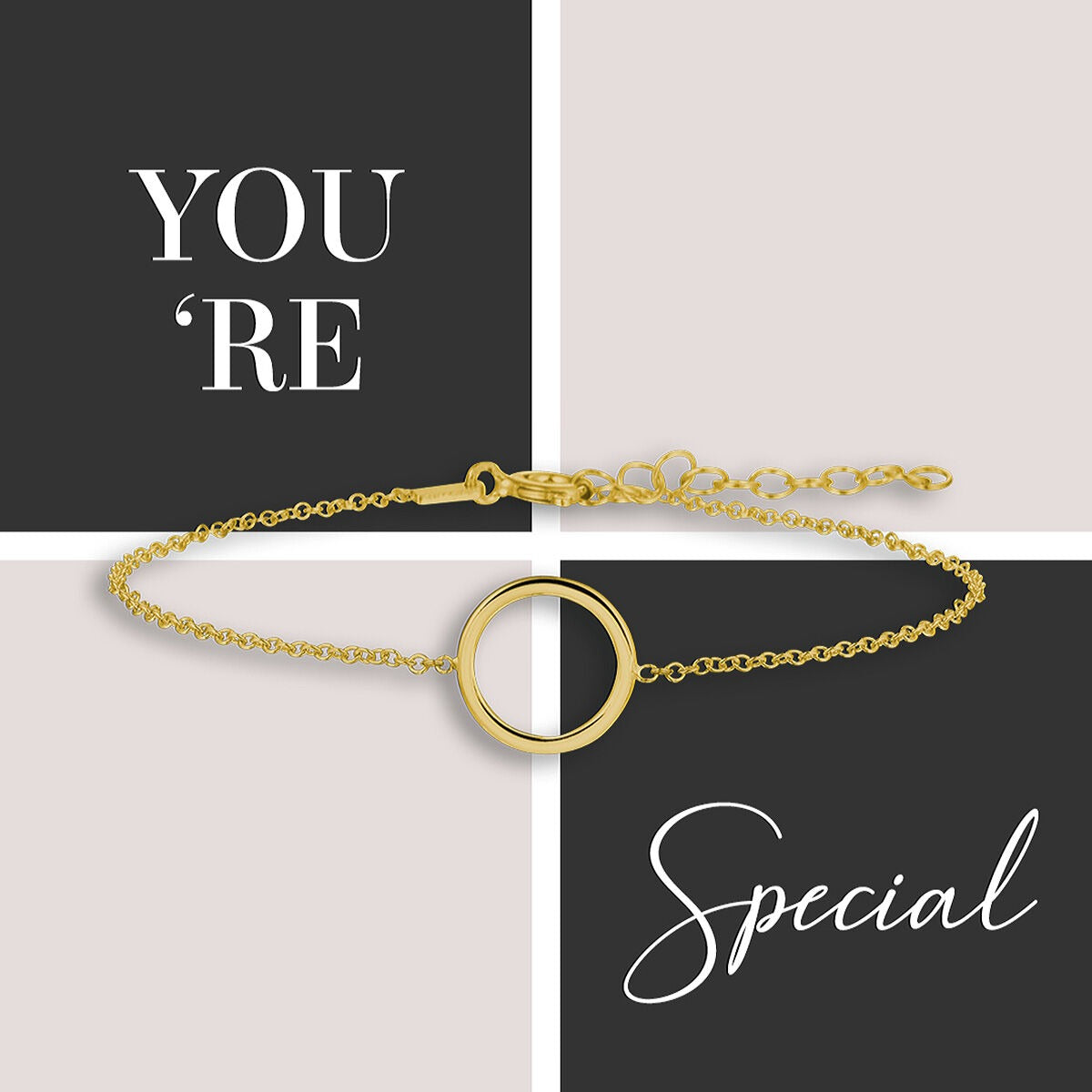 Pulsera chapada en oro de mujer – oro amarillo sobre plata 925 con elemento redondo