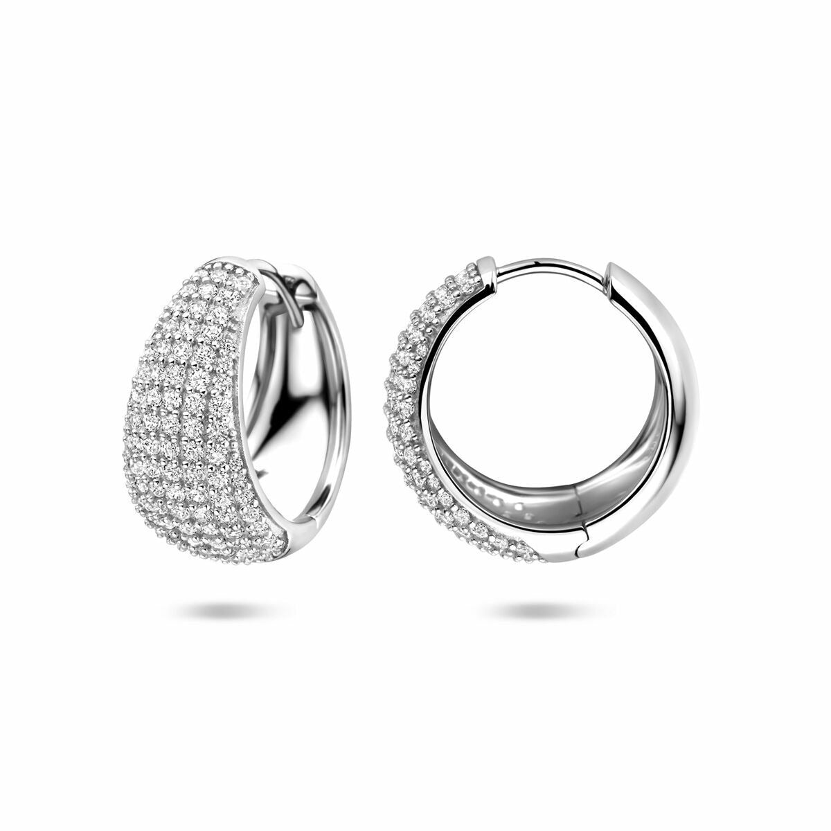 Aros de plata con circonitas – rodiados en plata 925 18 mm