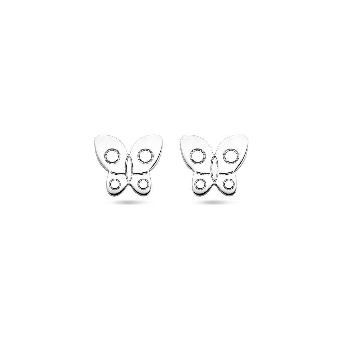 Pendientes de primera puesta en forma de mariposa, de plata rodiada.