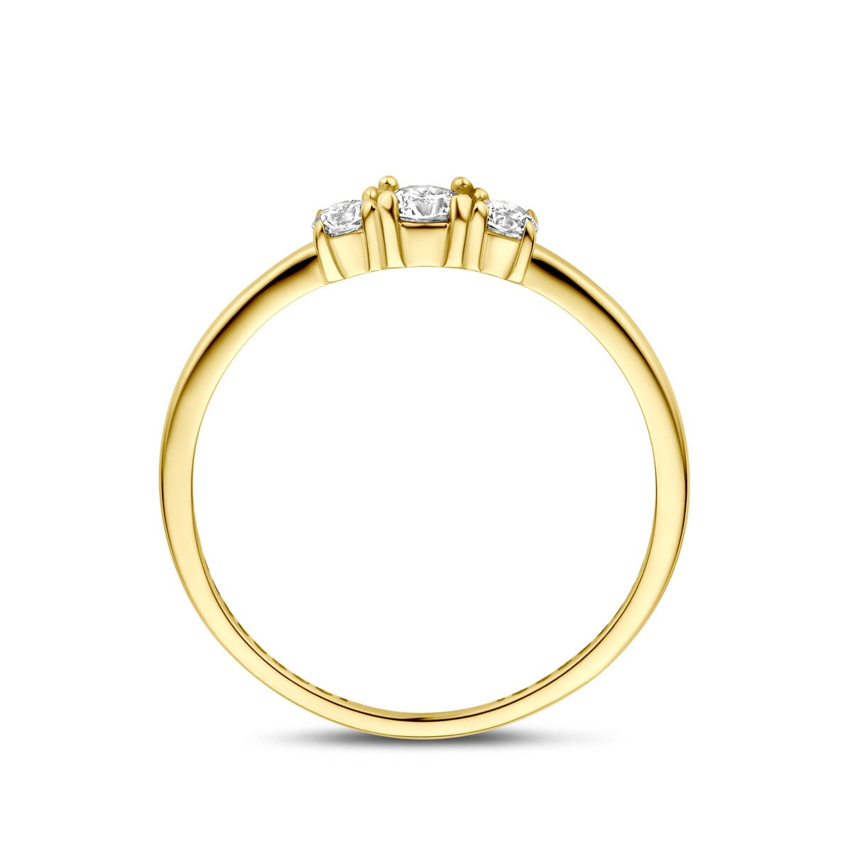 anillo de mujer en oro amarillo de 9k con circonitas – 3,5 mm de ancho