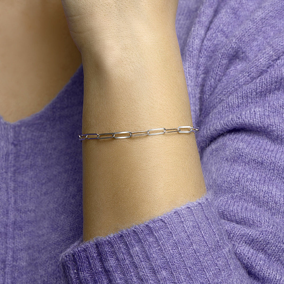 Zilveren paperclip armband – gerhodineerd 925