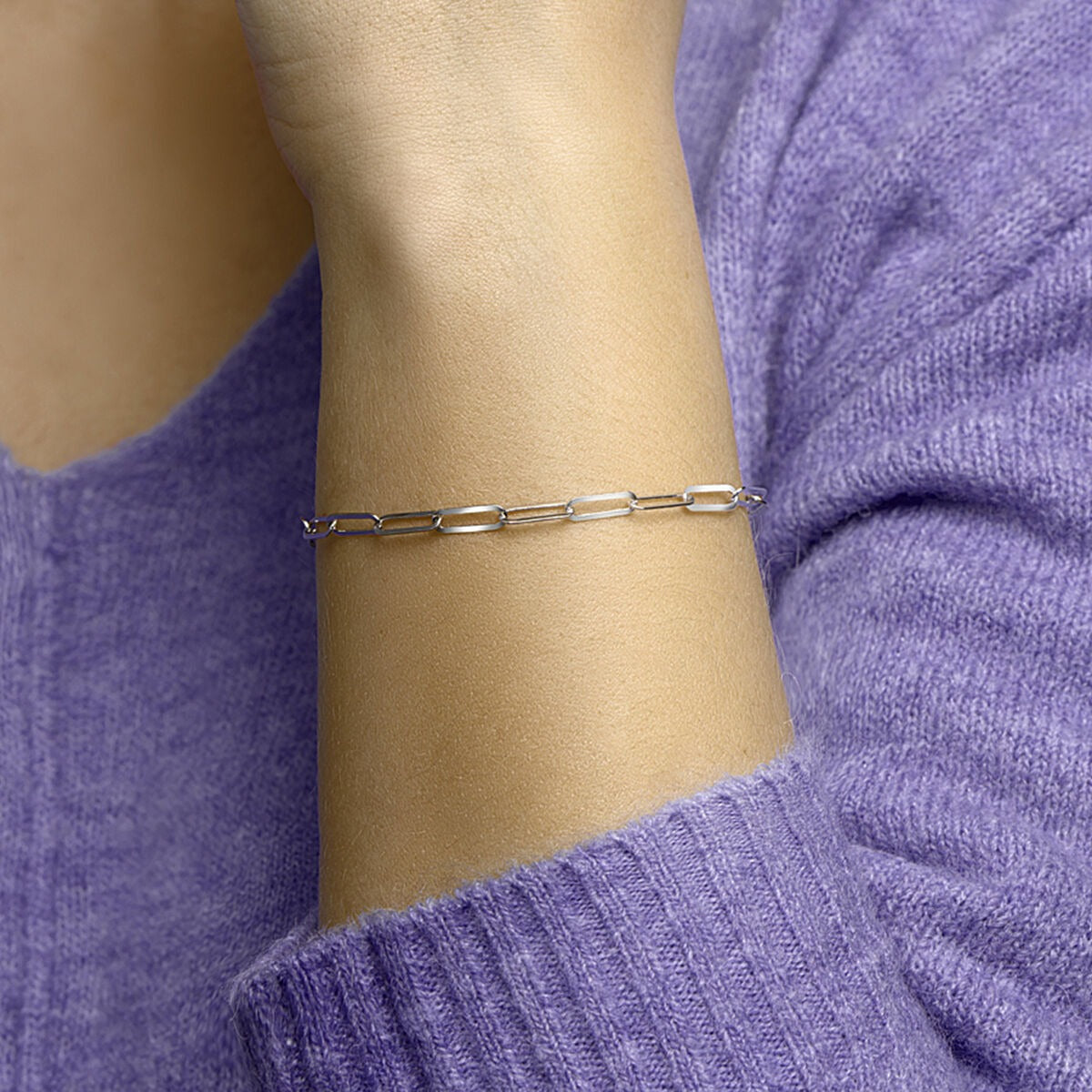 Pulsera de plata tipo paperclip – rodiada 925