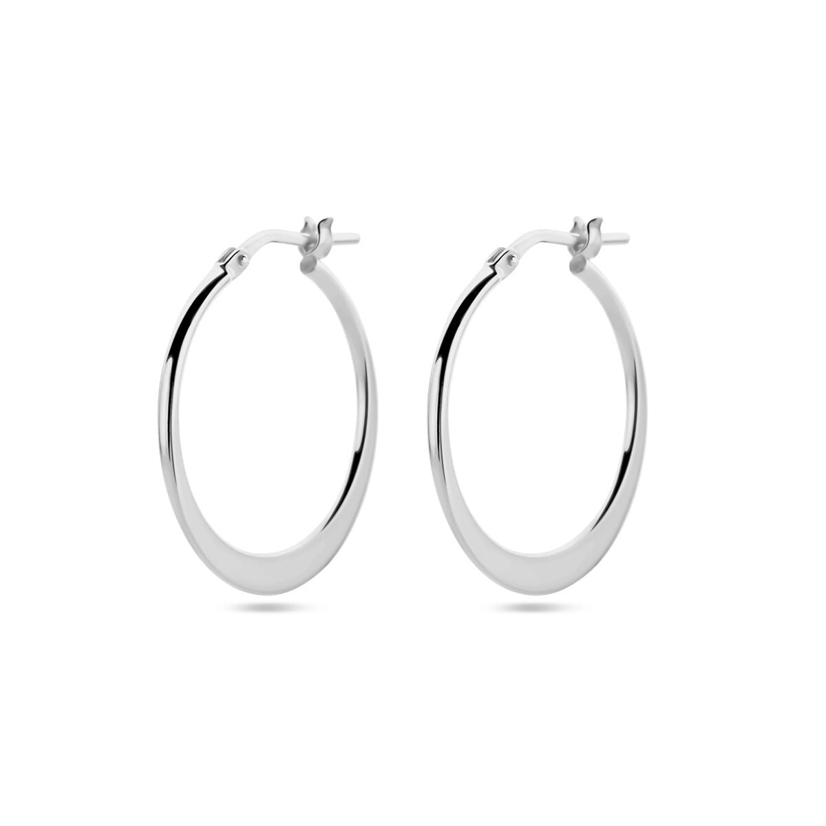 Aros de plata rodiada de 24 mm, con un acabado brillante y forma circular.