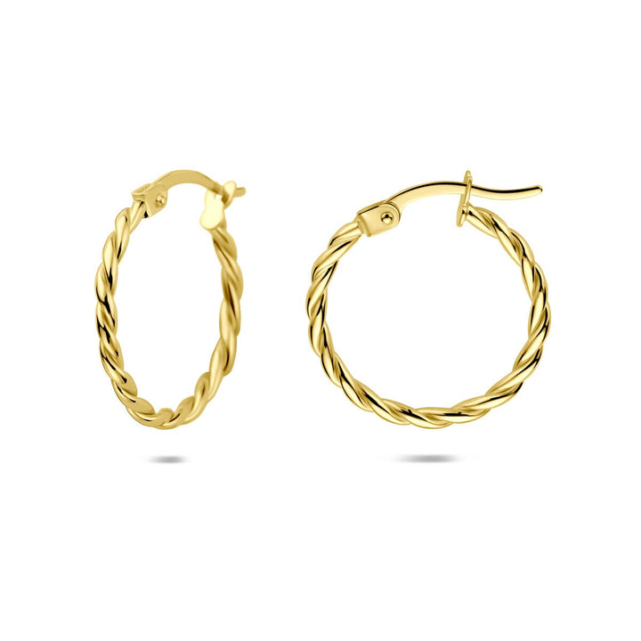 14k geelgouden oorringen gedraaid – 18 mm