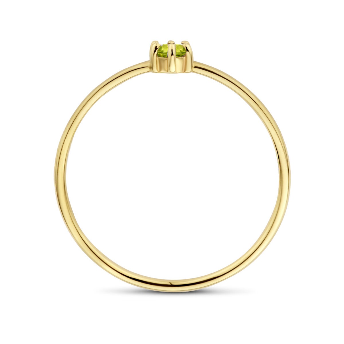 anillo de oro amarillo de 14k con peridoto – tallado en brillante