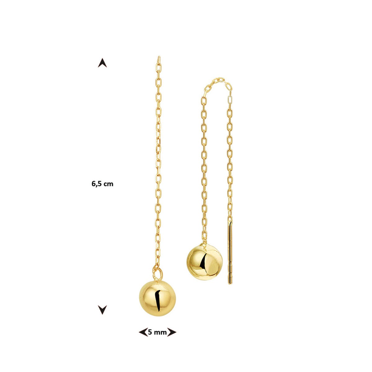 pendientes de botón de oro amarillo 9k bola