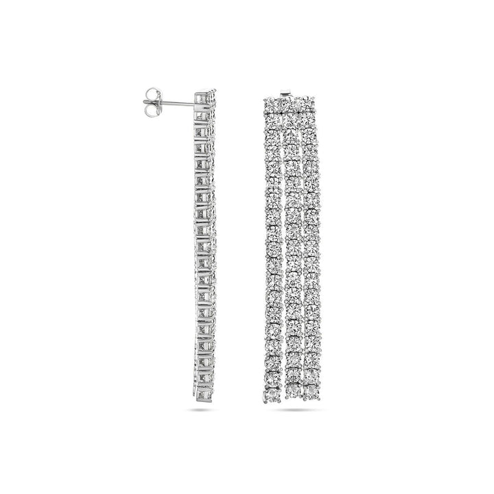 Zilveren dames oorhangers met zirkonia – gerhodineerd 60 mm