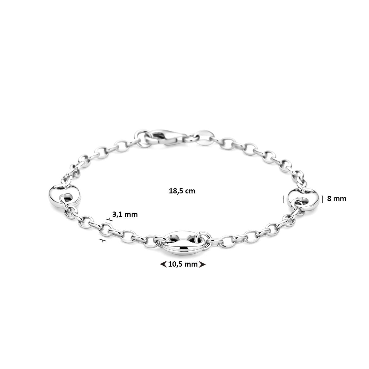 Pulsera de ancla de plata de mujer