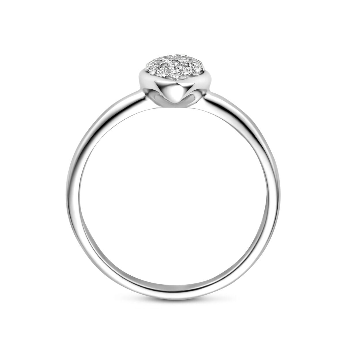 Anillo de mujer de plata con circonitas – Diseño de gota rodiado