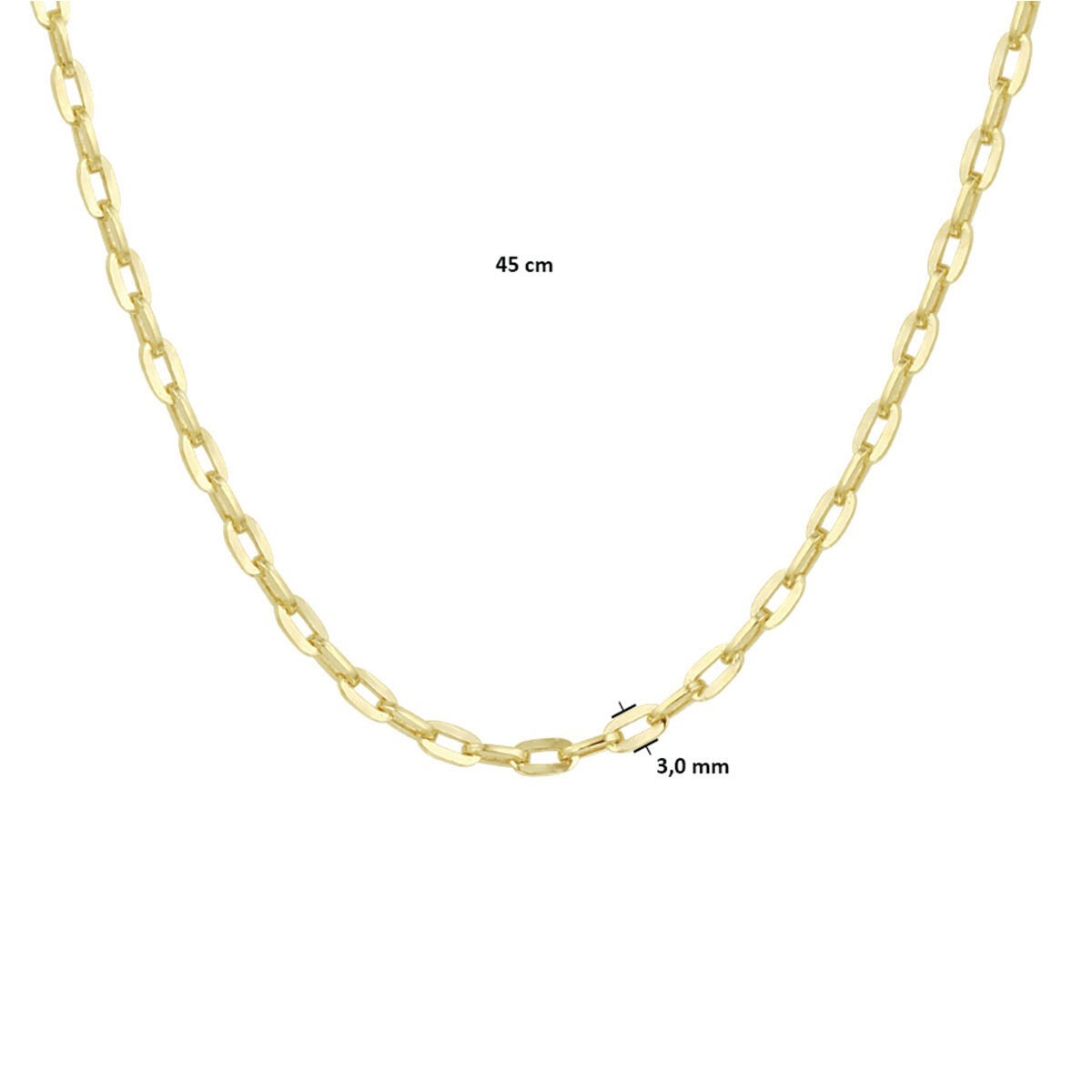 collar de ancla de oro amarillo de 14k
