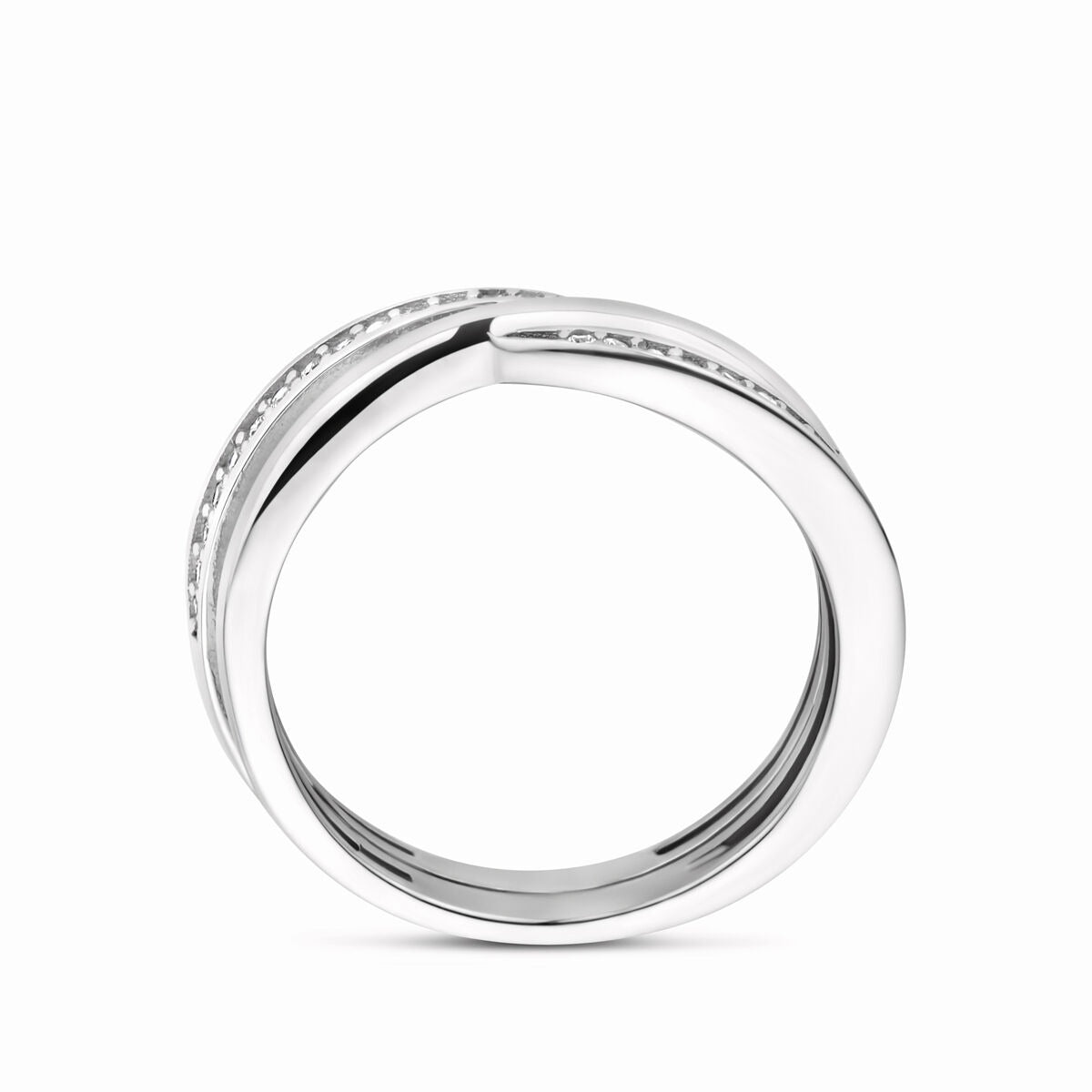 Anillo de plata con circonita – Rhodinado 925 plata, 7 mm de ancho